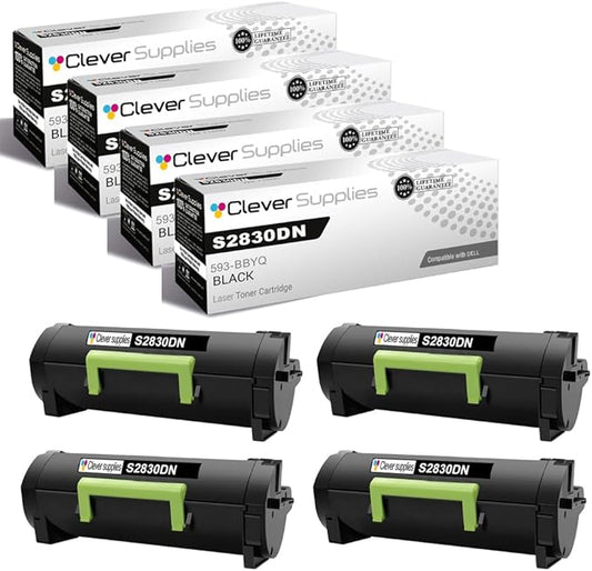 CS Replacement Compatible with Dell S2830dn Toner Cartridge 593-BBYQ to use with S2830DN (Black, 4-Pack)