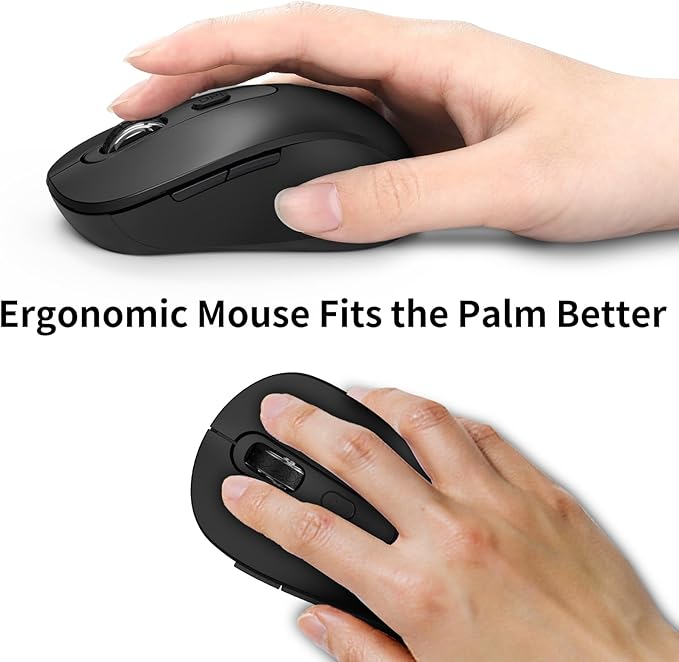 Wireless Mouse for Laptop, PC, Chromebook, Mac, MacBook, Silent Wireless Mouse with USB Nano Receiver, Side Button, 2400 DPI, Anti Slip Roller, 6 Button Ergonomics Cordless Computer Mice - Black