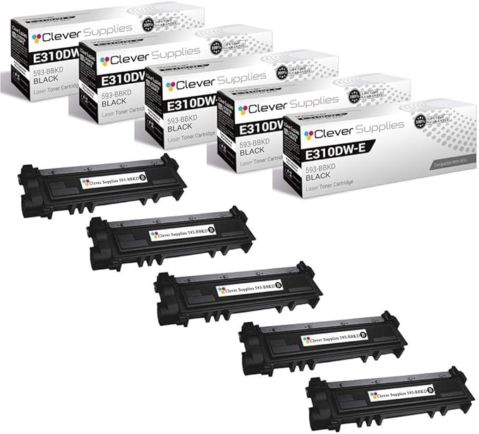 CS Replacement Toner Cartridge Compatible with Dell E310DW-E515DW 593-BBKD Black Laser E310DW Laser E514DW Multifunction E515DN Multifunction E515DW 5 Pack