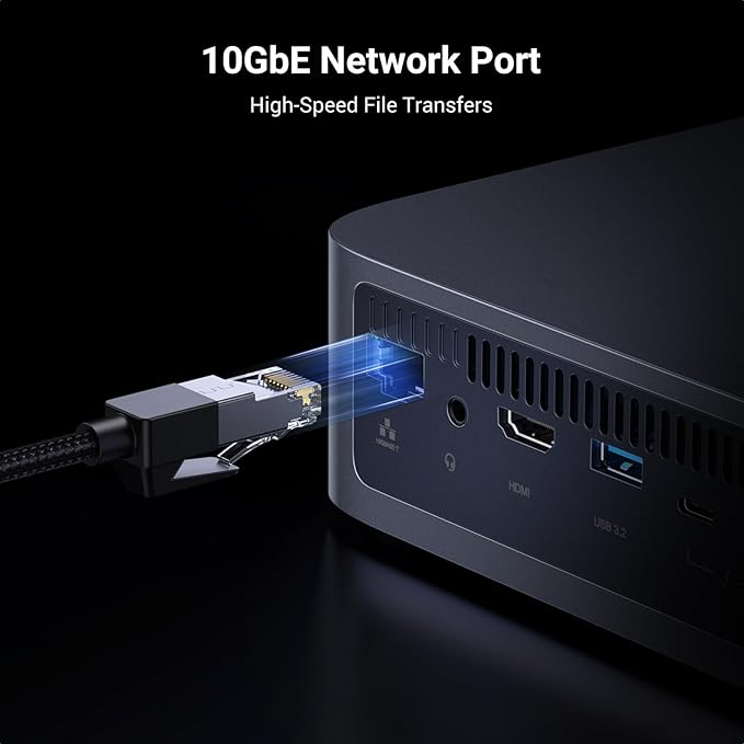 UGREEN NASync DXP480T Plus 4 Bay All-Flash SSD NAS, Intel i5 1235u 10-Core CPU, 8GB DDR5 RAM, 128G SSD, 10GbE Port, Wi-Fi 6, 4X M.2 NVMe Slots, 8K HDMI, 2X TBT4, Network Attached Storage (Diskless)