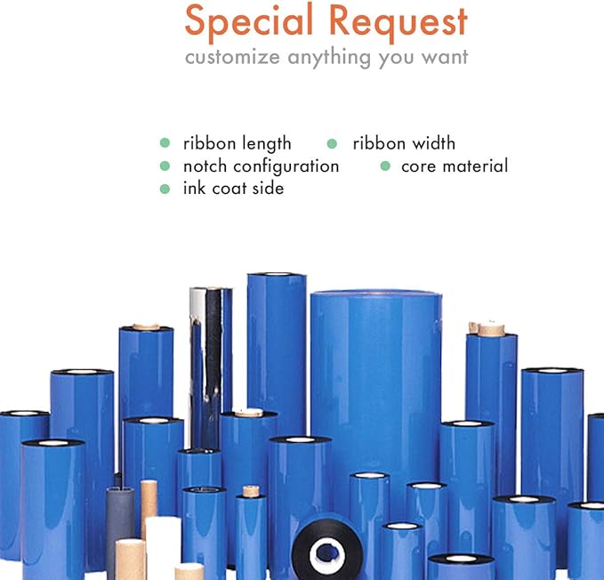 36 Rolls Wolfbarco 2.36" x 1476' (60mm x 450m) Black Premium Resin-Enhanced Wax Thermal Transfer Ribbon Compatible with Zebra,TEC, INTERMEC,Citizen,TSC,GODEX,ARGOX Printers