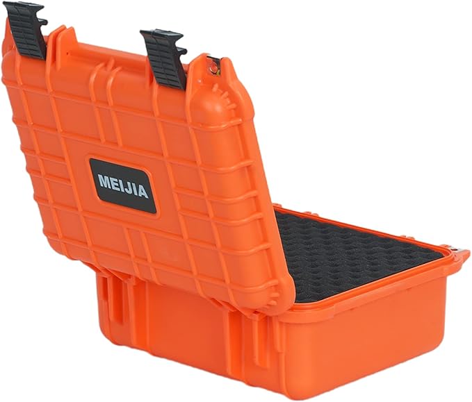 MEIJIA Portable All Weather Waterproof Protective Case,Hard Case,Camera Case With Customized Fit Foam,Fit Use of Drones,Camera,Equipments,Pistols,13.35 x11.63x5.98inches (Orange)
