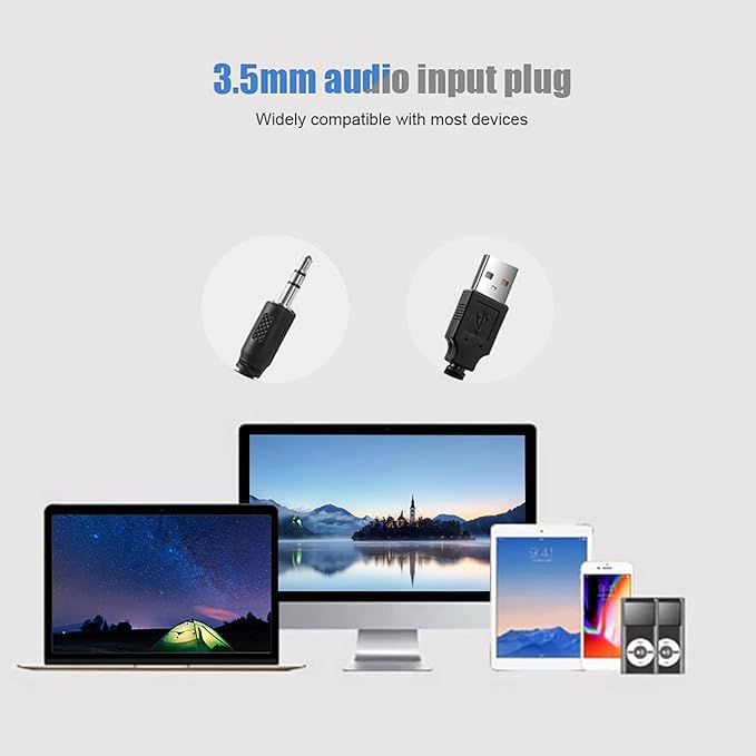 Akozon Desktop Pc Speakers Soundbar Computer Speakers for Desktop Multi-Function Stereo Surrounding Deep Bass Sound USB Wired Indoor Music Player Box 3.5mm Input for PC Cellphones Tv (White)