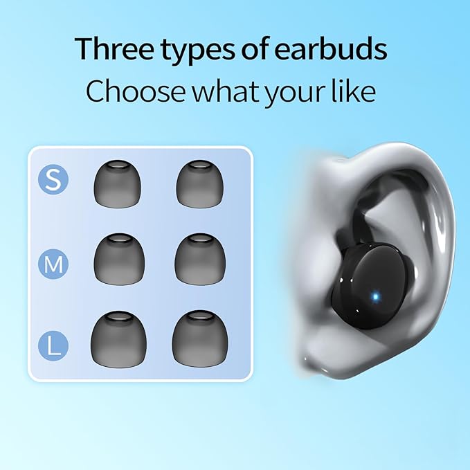 Wireless Earbuds in-Ear Headphones Bluetooth 5.3 with Built-in Mics Deep Bass Clear Call Ultralight Headsets Up to 60H Play Time for Studying Workout Gaming