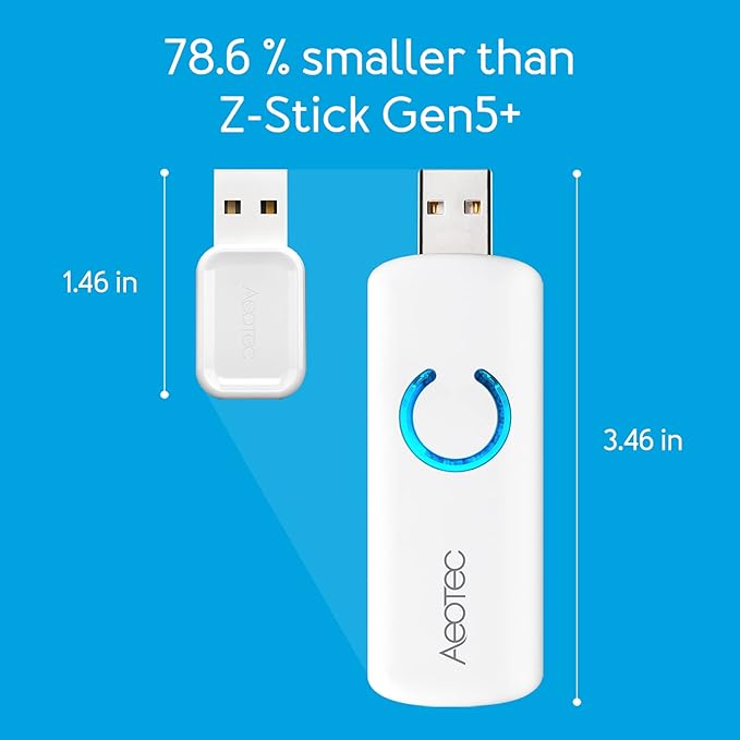 Aeotec Z-Stick 7 Plus, Zwave Plus USB to Create Z-Wave hub, Gateway Controller with 700 Series ZWave, SmartStart and S2, Works with Raspberry Pi 4, Compatible with Home Assistant