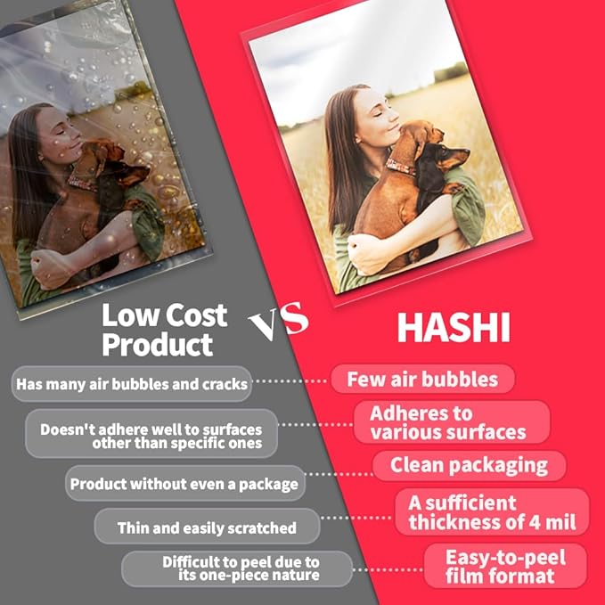 No Heat Laminating Sheets Self Sealing 8.5 x 11 Inch, 100 Pack, 4mil Thickness, Transparent, No Machine Self Adhesive Laminating Sheets, Protect documents and Photos [Letter Size] by HA SHI