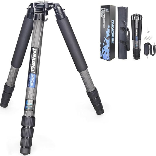 INNOREL NT404C Carbon Fiber Tripod Professional Birdwatching Heavy Duty Camera 66lb/30kg Max Load 40mm Max Tube Diameter Bowl Tripod Birdwatching Camera Stand with a 1/4" or 3/8" External Screw Hole