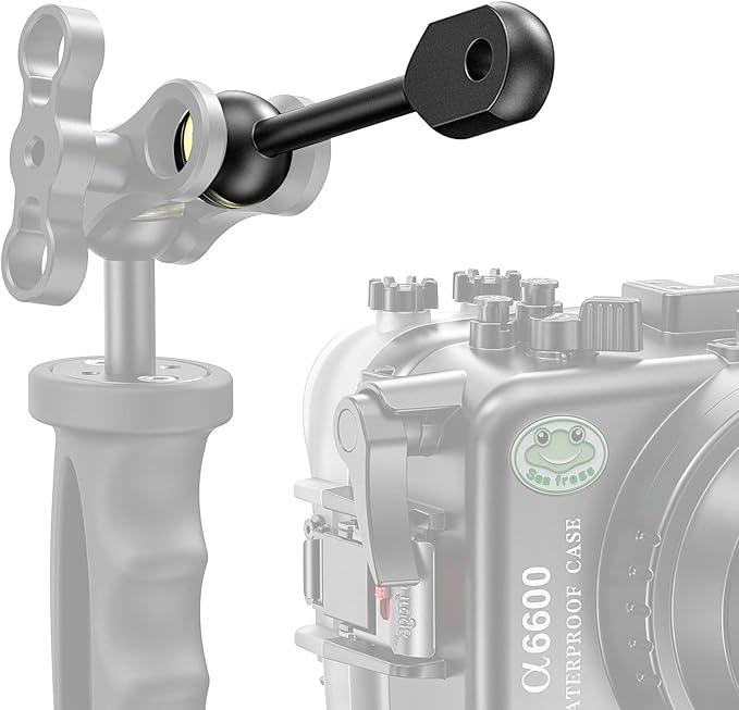 Seafrogs 1" Ball to YS Head Clip Arm 4.43"/11.24cm Aluminum Alloy YS Head Adapter Arm for Underwater Photography Lighting System, Connector for Diving Strobe/Video Light(AM-2)
