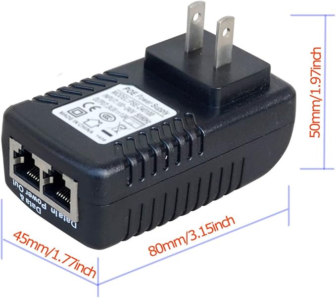 ANVISION 2-Pack 48V 0.5A PoE Power Adapter Supply Injector Ethernet with Wall Plug, IEEE 802.3af Compliant, 10/100Mbps, for IP Voip Phones Cameras AP and More
