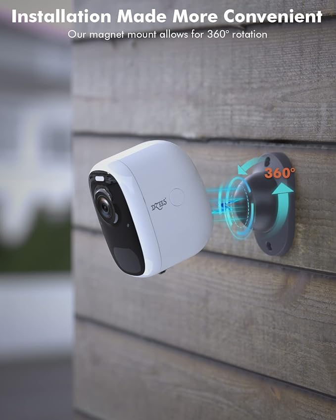 Dzees Wireless Security Camera Outdoor with Magnetic Mount, 4MP Battery Powered Security Cameras Wireless Outdoor for Home Security, AI Motion Detection/2-Way Talk/Color Night Vision/Ip66/Cloud/SD