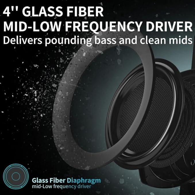 Bluetooth Bookshelf Speakers, 75W Powered Active Speaker with 4 Inch Woofer, HiFi Speaker with aptX Bluetooth USB for Home, Studio, Gaming, Set of 2, Black