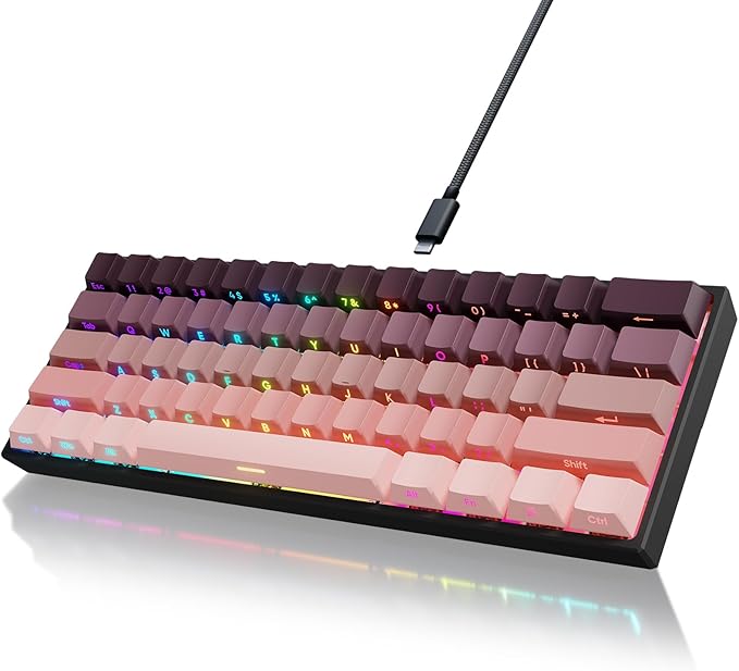 Mini 60% Mechanical Gaming Keyboard Wired, YK61 Hall Effect Magnetic Switch, Adjustable Actuation Rapid Trigger Mode, 8K Hz Polling Rate, Hot-Swap, 61 Keys RGB Backlit Side Printed PBT Keycaps