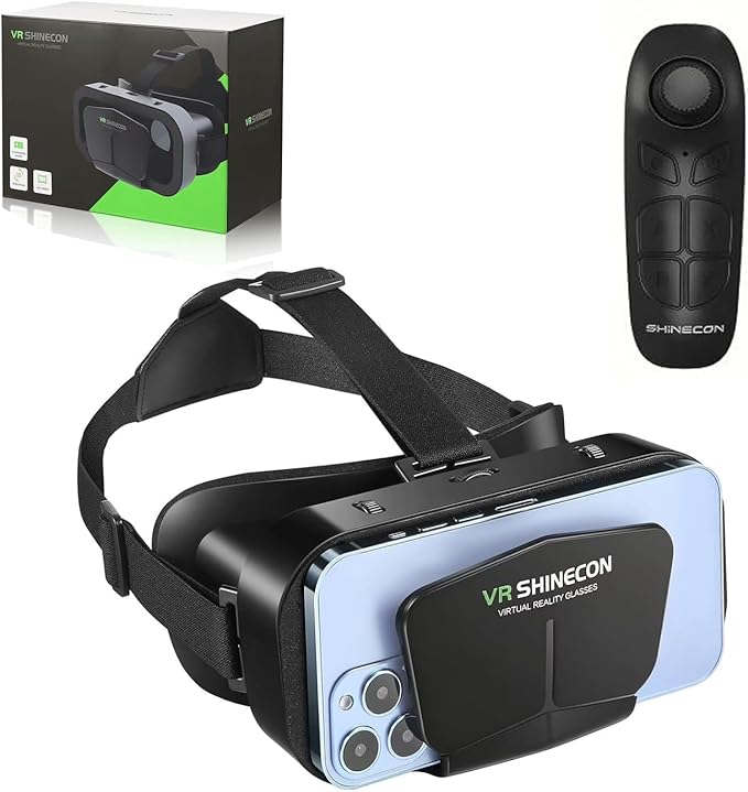 VR Headset with Controller for iPhone & Android – 3D Virtual Reality Glasses for 4.7″–6.5″ Phones, Adjustable Goggles for Movies, Games, Gift-Ready (Standard Edition (with Controller))
