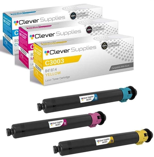 CS Replacement Toner Cartridge Compatible with Ricoh C3003 841816 Cyan 841815 Magenta 841814 Yellow Color Laser Aficio MP C3003 Aficio MP C3004 Aficio MP C3503 Aficio MP C3504 3 Color Set