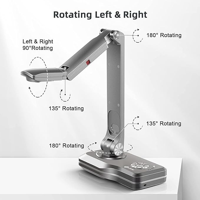JOYUSING V508 VGA/HDMI/USB 8MP Three Mode Document Camera for Teacher, Auto Focus, LED Light for Real-time Projection, Video Recording, Distance Learning, Works with and Without a Compute