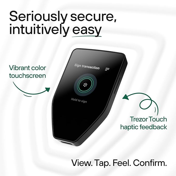 Trezor Safe 5 - Crypto Hardware Wallet with Secure Element & Passphrase, Color Touchscreen and Haptic Feedback, Protect your Bitcoin and Digital Assets (Green Beryl)