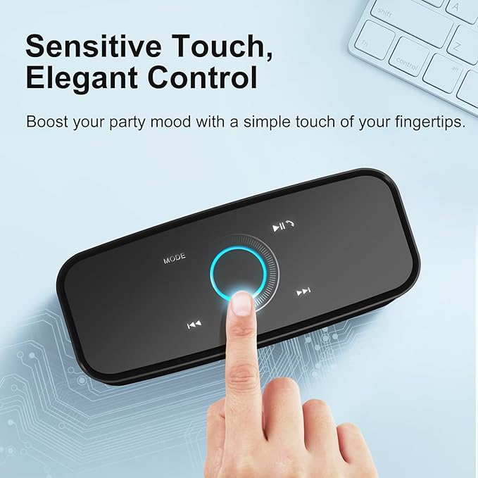 DOSS SoundBox Touch Wireless Bluetooth Speaker with 12W HD Sound and Bass, IPX5 Waterproof, 20H Playtime, Handsfree, for Office, Home, Outdoor, Travel-Upgraded