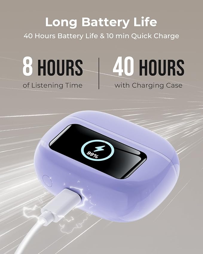 Wireless Earbuds, Ear Buds Active Noise Cancelling with Charging Case, 6.0 Bluetooth Earbuds with AI Clear Calls, 40H Playtime for Sports & Working, Stereo Sound Headphones for iPhone/Android/iPad