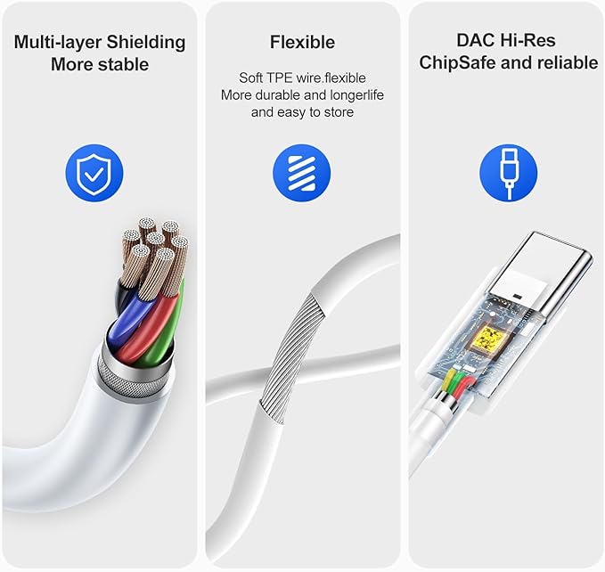 USB C Headphones 3 Pack, Type C Earbuds HiFi Stereo, Type C Earphones with Microphone Volume Control Compatible with Samsung, Google, iPhone 17 16 Pro iPad Pro, Android Phones, for Most USB C Devices