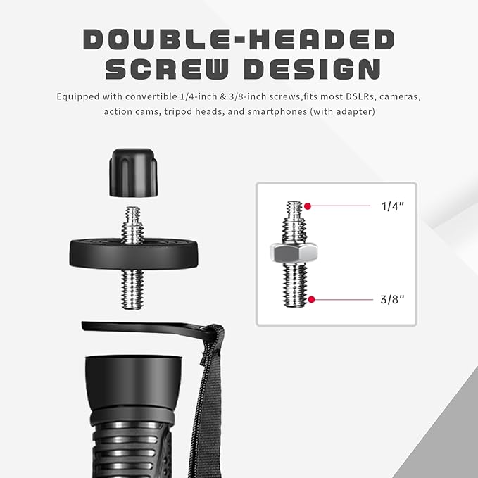 TONYBOO TE-2 65 inch Camera Monopod, Aluminum Photography Monopod with 5-Section Height Portable Compact Lightweight Travel Stick Pole,Camera Stand for DSLR Canon Nikon Sony, Easy to Carry