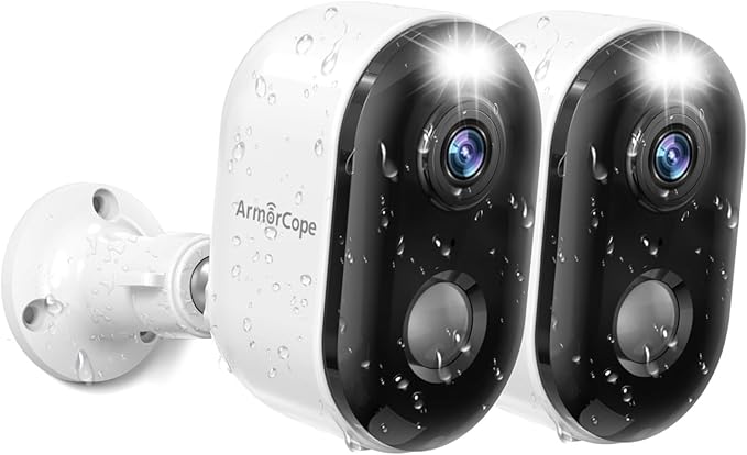 Security Cameras Wireless Outdoor, Battery Powered 2k Color Night Vision, AI Motion Detection, IP66 Weatherproof, 2-Way Talk, SD/Cloud Storage, 2.4Ghz WiFi Cameras for Home Security(2 Pack)