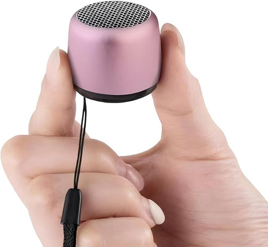 Best Mini Portable Bluetooth Speaker with HD Sound & Bass I Smallest Wireless Bluetooth Speakers for Phone/PC/Tablet I Photo Selfie Button Answer Phone Calls I Cute Tiny Speaker (Rose Gold)