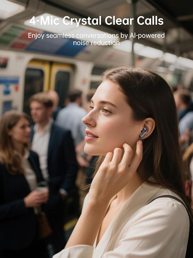 1 Hora Active Noise Cancelling Wireless Earbuds, Built-in 4 Mics, Bluetooth 5.4 in Ear Headphones, LED Display Stereo Bass Earphones with Charging case, for iPhone, Android Smartphone, Tablet, Laptop