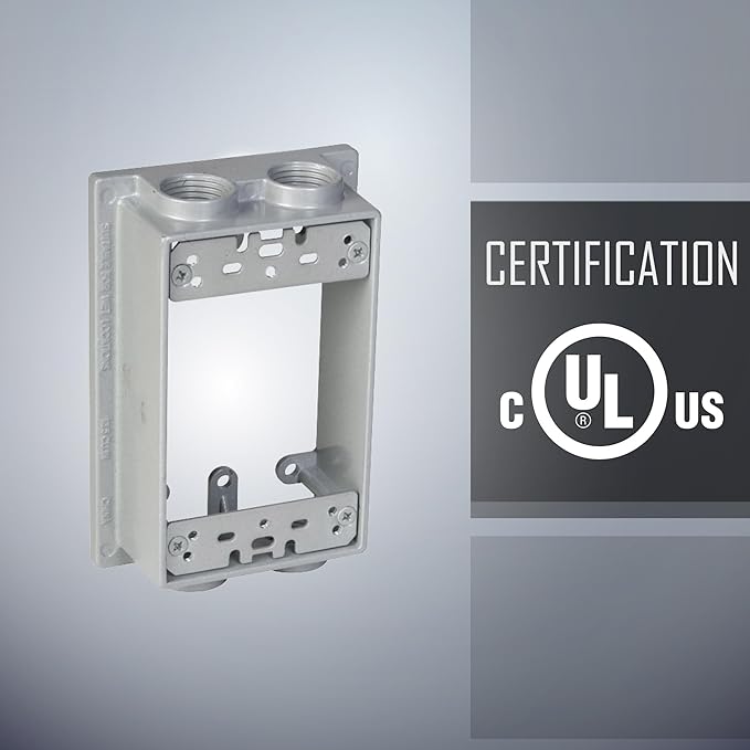 TayMac SE450S Weatherproof Box Extension, 1-Gang, (4) 1/2-Inch Outlets, Gray