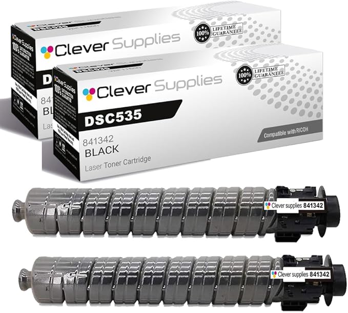 Clever Supplies CS Replacement Compatible with Ricoh DSC535 Toner Cartridge 841342 to use with DSC535 DSC545 (Black, 2-Pack)