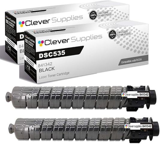 Clever Supplies CS Replacement Compatible with Ricoh DSC535 Toner Cartridge 841342 to use with DSC535 DSC545 (Black, 2-Pack)