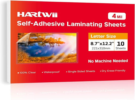 10 PCS Self Adhesive Laminating Sheets,8.7 x 12.2 Clear Laminating Sheets No Machine Needed,Self Sealing Laminating Sheets Suitable for 8.5 x 11 Inches Letter Size