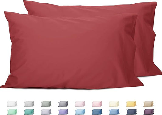 Sunflower King Pillowcases Set of 2, 100% Cotton King Size Pillow Cases 2, 20×40 inches Jester Red, Soft and Breathable