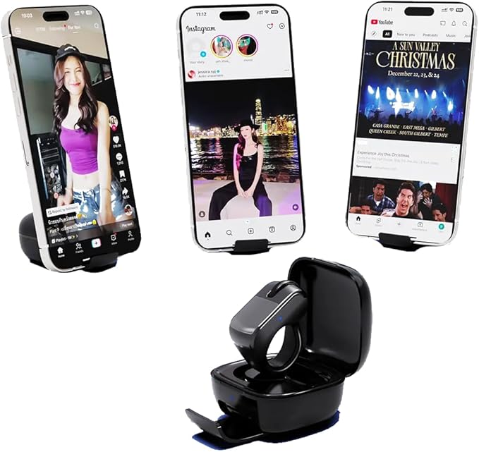 AirKlc Finger Ring Mouse, Bluetooth Touchpad, Cursor Control, Video Scroll, Compatible with PC, Laptop, Mobile, Tablet