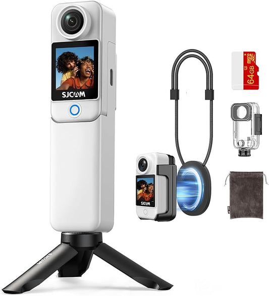 SJCAM C300 4K Pocket Action camera with Stabilization,32GB Card Handheld vlogging camera kit,7H use time,30m waterproof body camera, Magnetic Werable cam for Content Creators,influencers,photographers