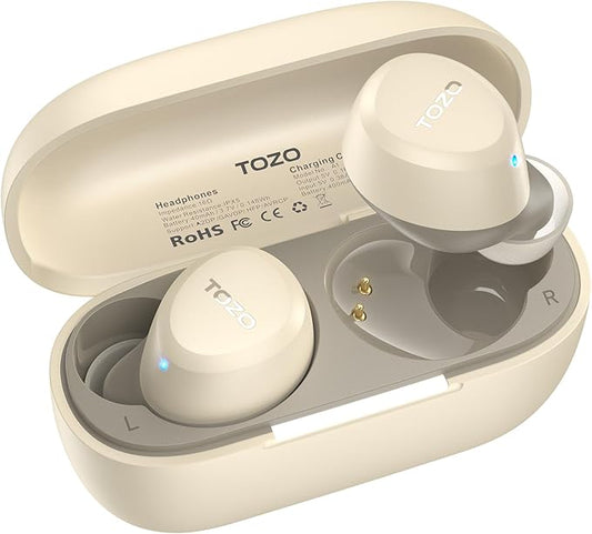 TOZO A1 Wireless Earbuds Bluetooth 5.3 Light Weight in Ear IPX5 Waterproof Headphones 2 Mic for AI Calls, Immersive Premium Sound Bass Headset with Charging Case, 32 Presets EQ Customization via App