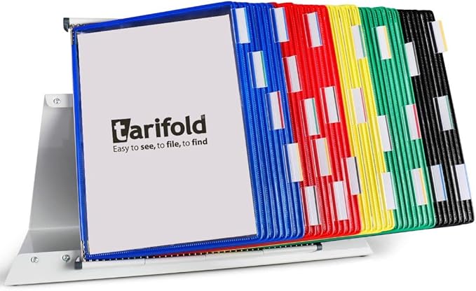 TARIFOLD Desktop Reference System, 40 Double-Sided Display Pockets, Letter-Size, Assorted Colors, 80 Sheet Capacity (D294)