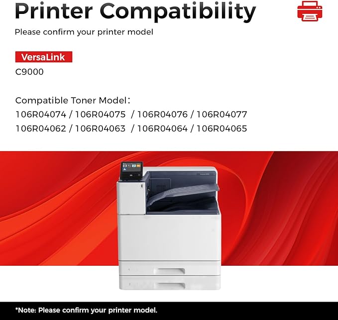 VersaLink C9000 High Capacity Toner Cartridge Set 4-Pack Replacement for Xerox 106R04074 106R04075 106R04076 106R04077 Toner Compatible with Xerox VersaLink C9000 Printer Ink Black Cyan Magenta Yellow