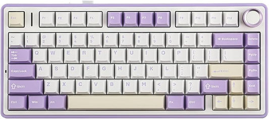 EPOMAKER x Aula F75 Gasket Mechanical Keyboard, 75% Wireless Hot Swappable Gaming Keyboard with Five-Layer Padding&Knob, Bluetooth/2.4GHz/USB-C, RGB (Purple, LEOBOG Reaper Switch)