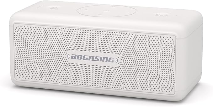 BOGASING Bluetooth Speakers, M5 Portable Wireless Speaker with 40W Loud Stereo Sound & Punchy Bass, 30H Playtime, IPX7 Waterproof, Bluetooth 5.3, EQ, TWS, TF-Card, AUX, USB, for Outdoor Home (White)
