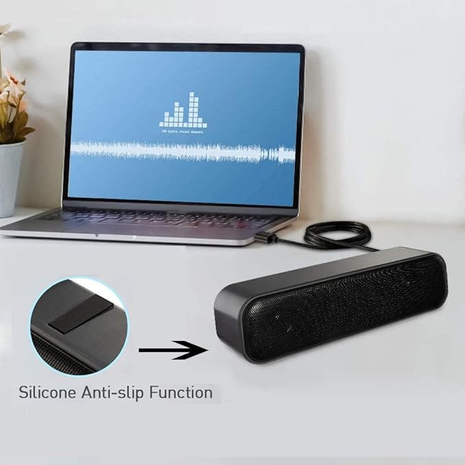USB Computer Speakers,Laptop Speakers Wired USB Powered,Portable Mini Sound Bar PC Speakers for Windows PC,Desktop Computer,Laptops and Checkout Counter with Stereo Sound