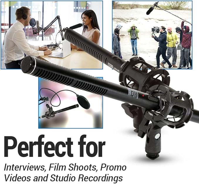 VidPro XM-88 Professional Video & Broadcast Shotgun Microphone Kit, 13-Piece, XLR, Aluminum Alloy, for Recording, Live Streaming, Music, Speaking, Interviews