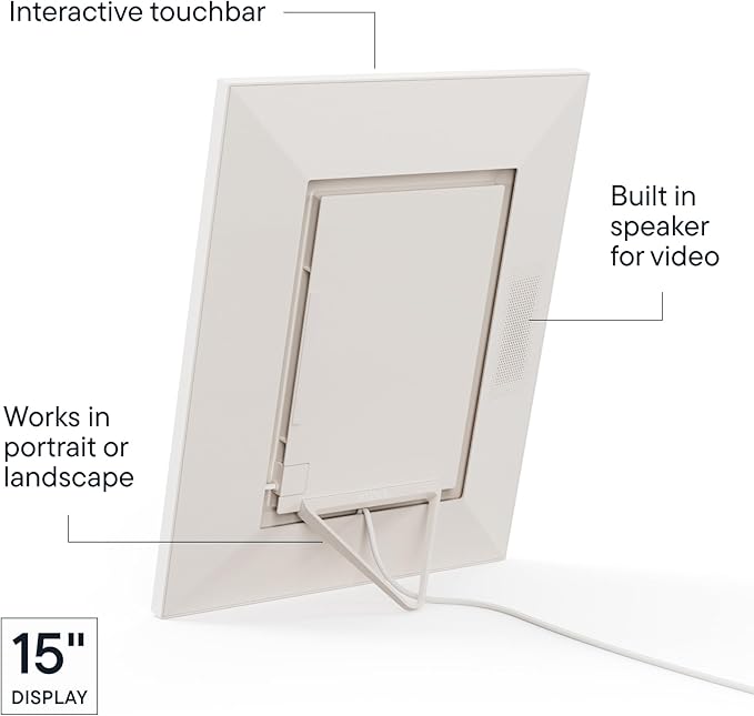 Aura Walden 15" WiFi Digital Picture Frame | Wirecutter's Best Digital Frame for Gifting | Send Photos from Your Phone | Quick, Easy Setup in Aura App | Free Unlimited Storage | White Clay