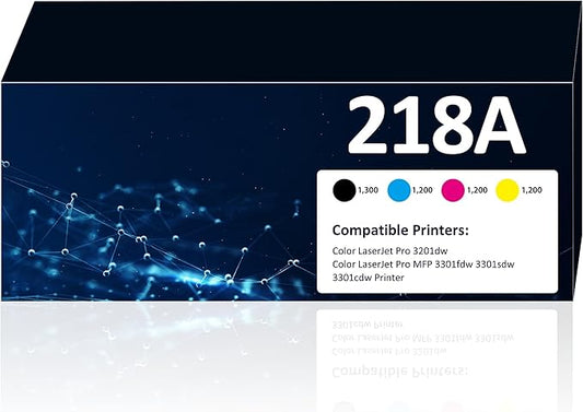 218A Toner Cartridges 4 Pack 3201dw MFP 3301fdw Toner Compatible for 218A 218X Set for Color Pro 3201dw MFP 3301fdw 3301sdw 3301cdw Printer(Black,Cyan,Yellow,Magenta)