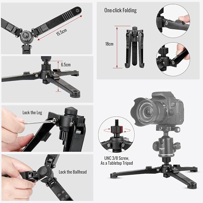 Koolehaoda Extendable Camera Monopod with Foldable Tripod Support Base, Aluminium Alloy, 20-66inch Adjustable Portable Travel Monopod for Nikon Sony DSLR, Maximum Load of 5 kg