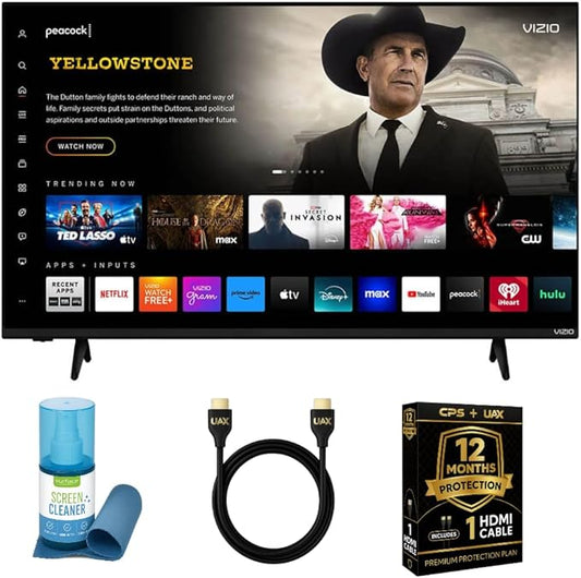 VIZIO 50-Inch Quantum 4K QLED Smart TV Bundle – 120fps Gaming, Dolby Vision HDR10+, HDMI VRR, Bluetooth, Alexa Compatible, w/AUX HDMI Cable, 12-Month CPS Protection, Screen Cleaner w/Microfiber