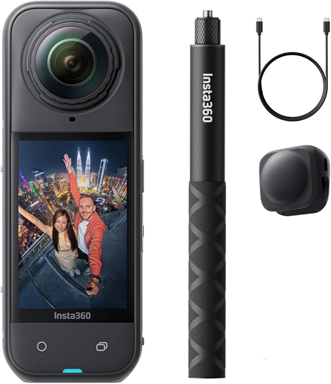Insta360 X5 Get-Set Bundle - Waterproof 8K 360° Action Camera, Leading Low Light, Invisible Selfie Stick Effect, Rugged and Replaceable Lens, 3-Hour Battery, Built-in Wind Guard, Stabilization