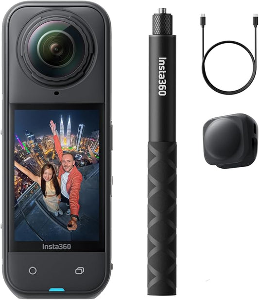 Insta360 X5 Get-Set Bundle - Waterproof 8K 360° Action Camera, Leading Low Light, Invisible Selfie Stick Effect, Rugged and Replaceable Lens, 3-Hour Battery, Built-in Wind Guard, Stabilization