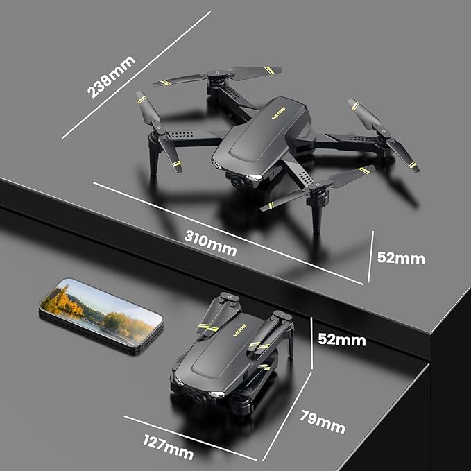 Drone with Camera for Kids Adults, WF11 1080P HD Mini Drones with FPV Transmission Foldable RC Quadcopters for Beginners, One-Key Start, Headless Mode, 360° Flip, 22 Mins Flight Time