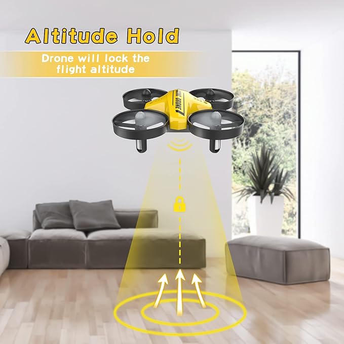 Mini Drone, Hand Operated & RC Nano Quadcopter for Kids & Beginners Indoor, with 3 Batteries, Throw to Go, Flips, Obstacle Avoidance, Children's Day Gift & Christmas Gift for Boys Girls -Yellow