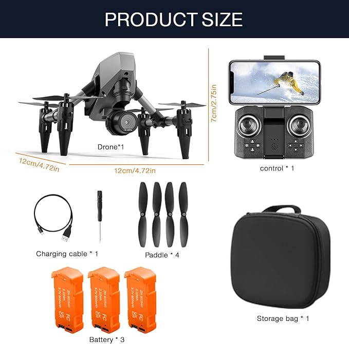 XD1 Foldable Drone with Dual Camera & Optical Flow Positioning - 1080P HD RC Quadcopter for Adults/Beginners, 3-Section Battery, Indoor/Outdoor Aerial Photography, FAA Certified